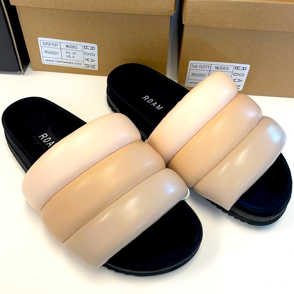 R 0 A M  Super Puff Slide Sandals, Nudes